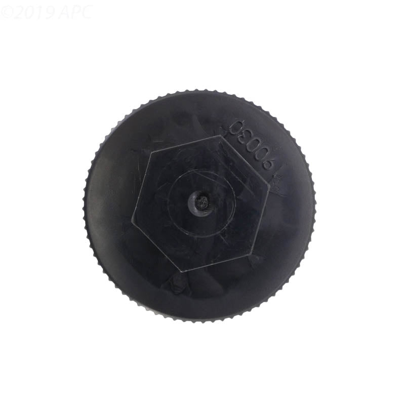 Bottom view of the Genuine Pentair 190030Z Drain Cap showing the integrated hex nut for easy removal with a wrench.