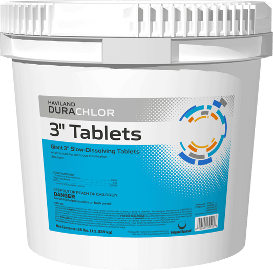 Haviland DuraChlor 3 Inch Wrapped Chlorine Tablets 25 lb Pail C008025-BX25L Trichlor Pool Sanitizer