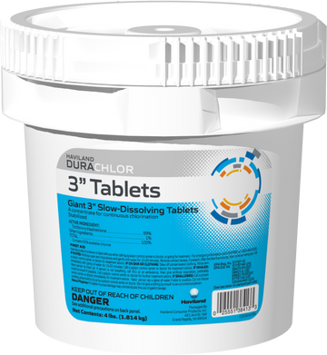 Haviland DuraChlor 3 Inch Wrapped Chlorine Tablets 4 lb Pail C008024-CS77C1 Trichlor Pool Sanitizer
