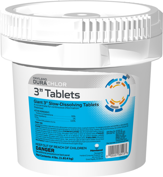 Haviland DuraChlor 3 Inch Wrapped Chlorine Tablets 4 lb Pail C008024-CS77C1 Trichlor Pool Sanitizer