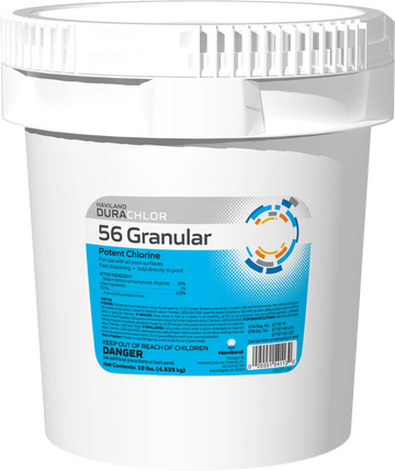 Haviland DuraChlor 56 Granular Pool Chlorine 10 lb Pail C002280-CS74C1 Fast-Dissolving Vinyl Safe Dichlor