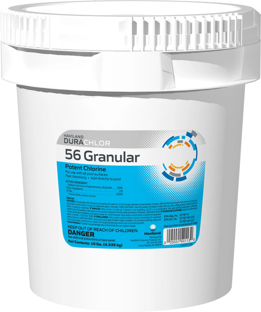 Haviland DuraChlor 56 Granular Pool Chlorine 10 lb Pail C002280-CS74C1 Fast-Dissolving Vinyl Safe Dichlor