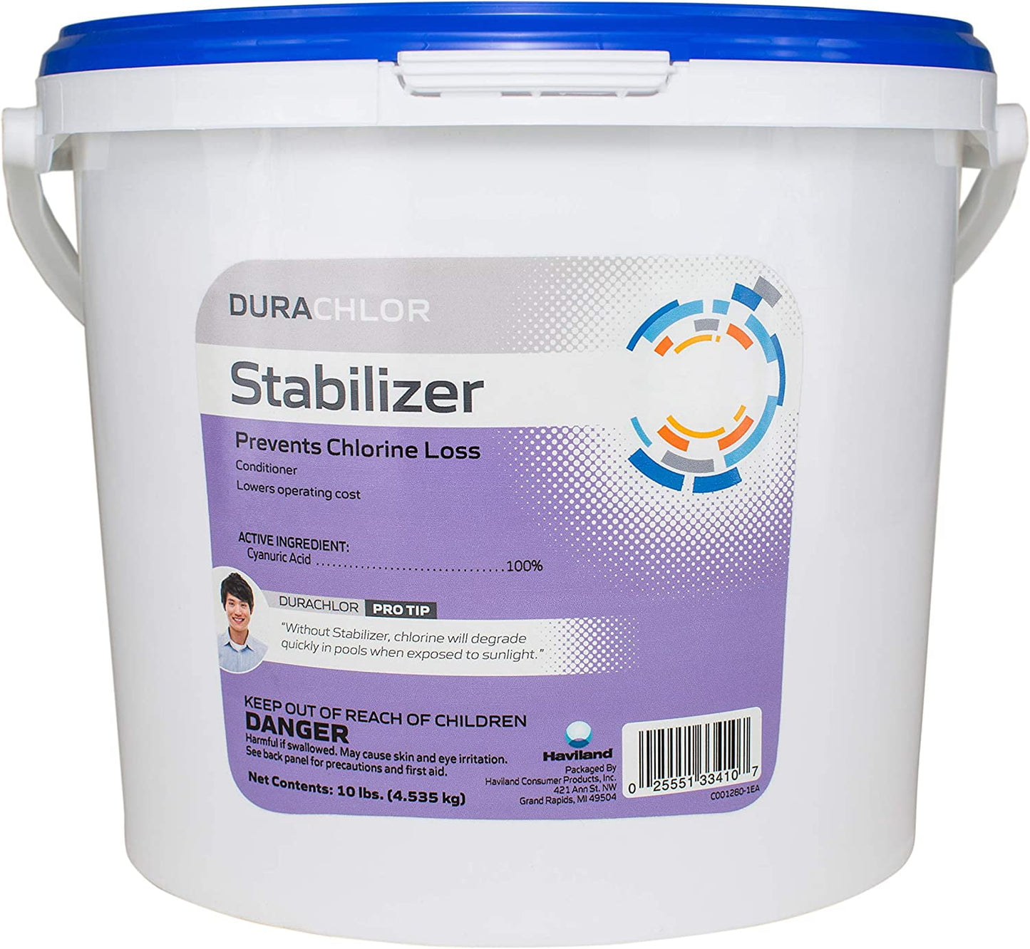 Haviland DuraChlor Stabilizer Conditioner 10 lb Pail - 100% Cyanuric Acid Pool Chlorine Protector.