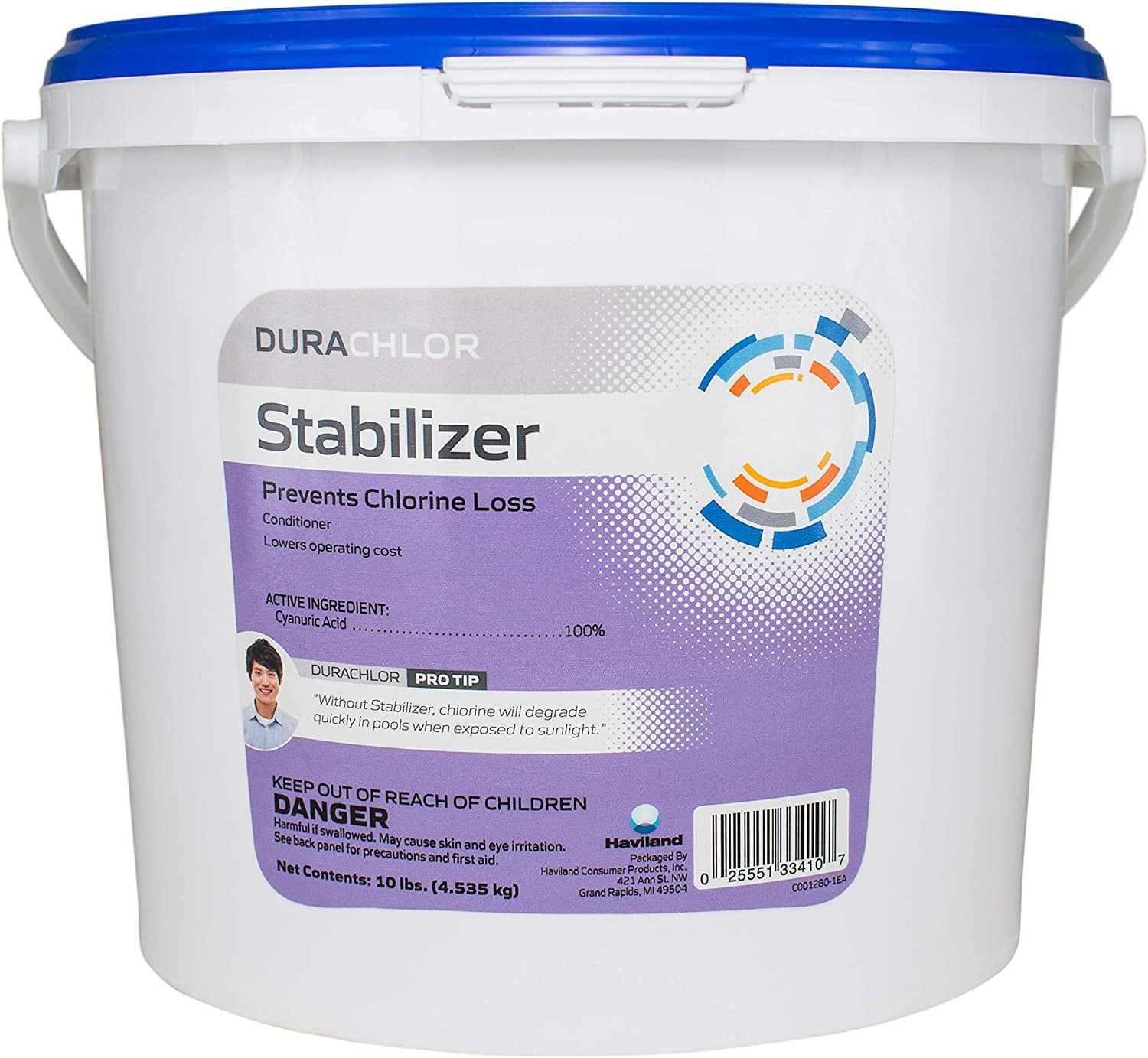 Haviland DuraChlor Stabilizer Conditioner 10 lb Pail - 100% Cyanuric Acid Pool Chlorine Protector.