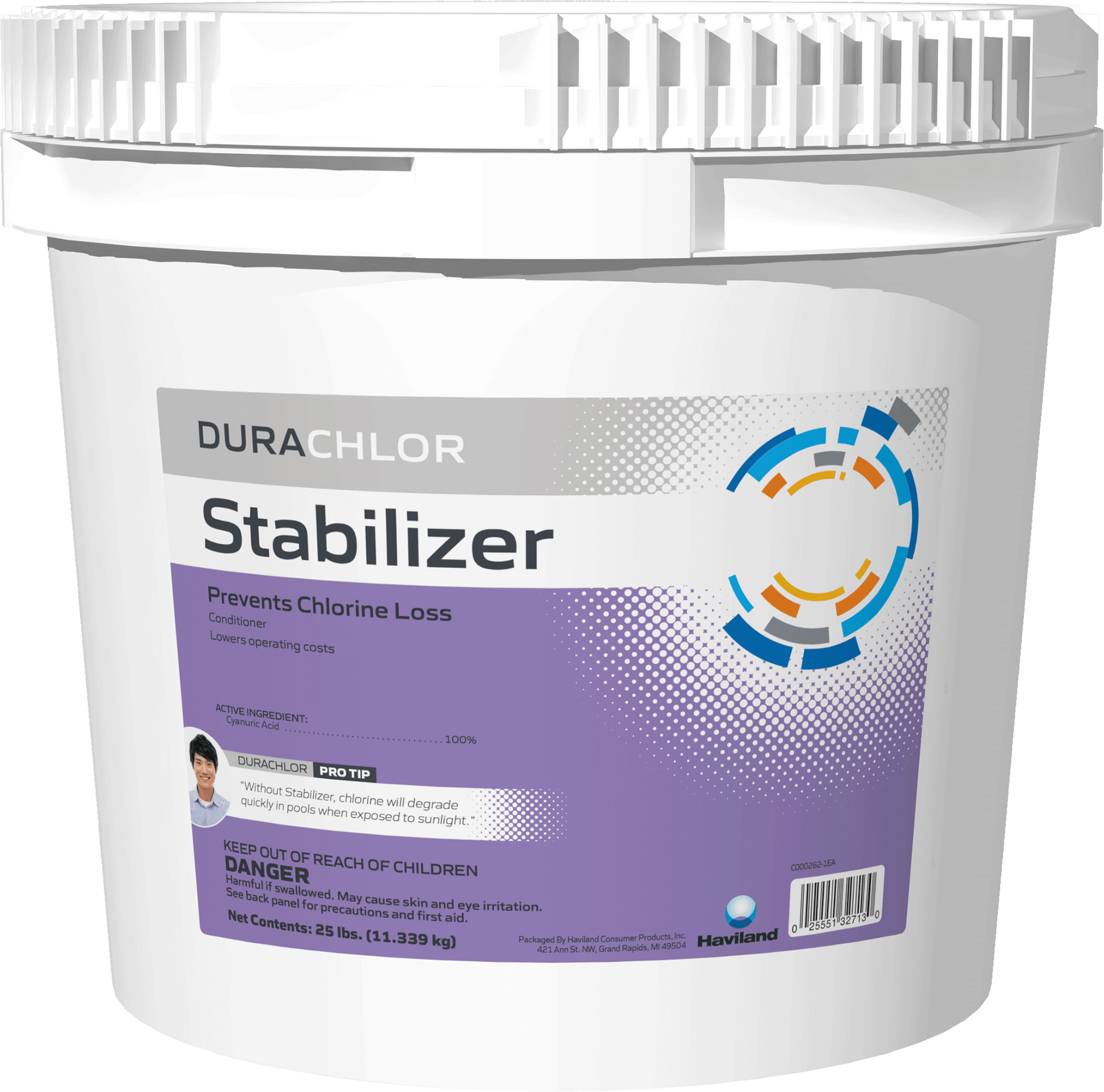 Haviland DuraChlor Stabilizer Conditioner 25 lb Pail - 100% Cyanuric Acid Pool Chlorine Protector.
