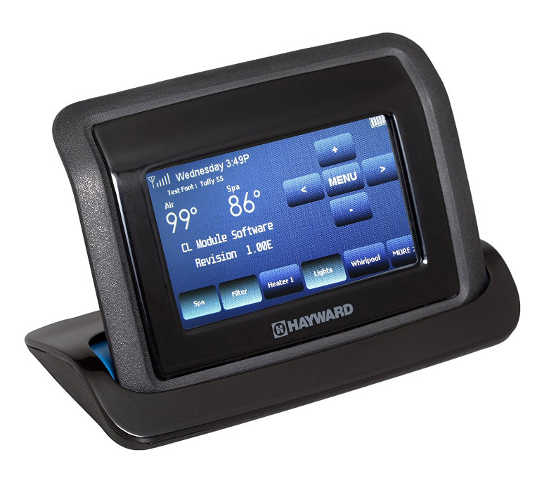 Hayward AquaPod 2 Handheld Waterproof Wireless Remote AQL2POD2 on charging dock.