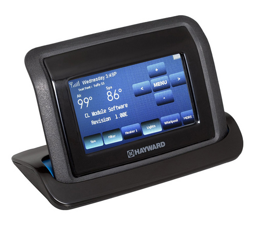 Hayward AquaPod 2 Handheld Waterproof Wireless Remote AQL2POD2 on charging dock.