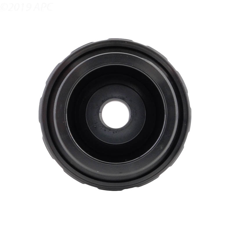 A detailed front view of the main circular port opening on the Hayward ECX12866 PerFlex DE Filter Gauge Port Adapter, centered on a white background.