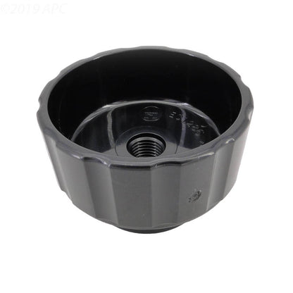 A detailed view of the threaded port on the Hayward ECX12866 PerFlex DE Filter adapter, where a pressure gauge is inserted.