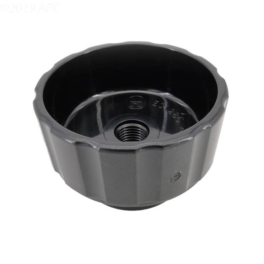 A detailed view of the threaded port on the Hayward ECX12866 PerFlex DE Filter adapter, where a pressure gauge is inserted.