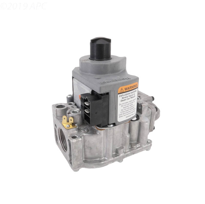Side profile view of the genuine Hayward FDXLGSV0002 propane gas valve for Universal H-Series pool heaters.