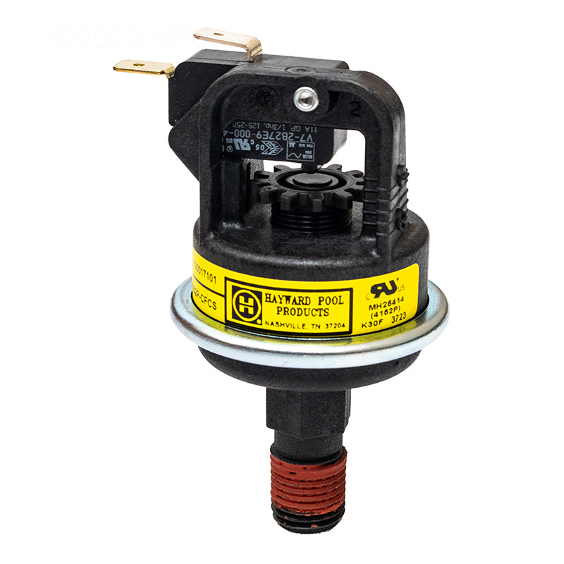 Close-up view of the pre-installed Hayward water pressure switch included with the FDXLHXA1250 heat exchanger assembly.