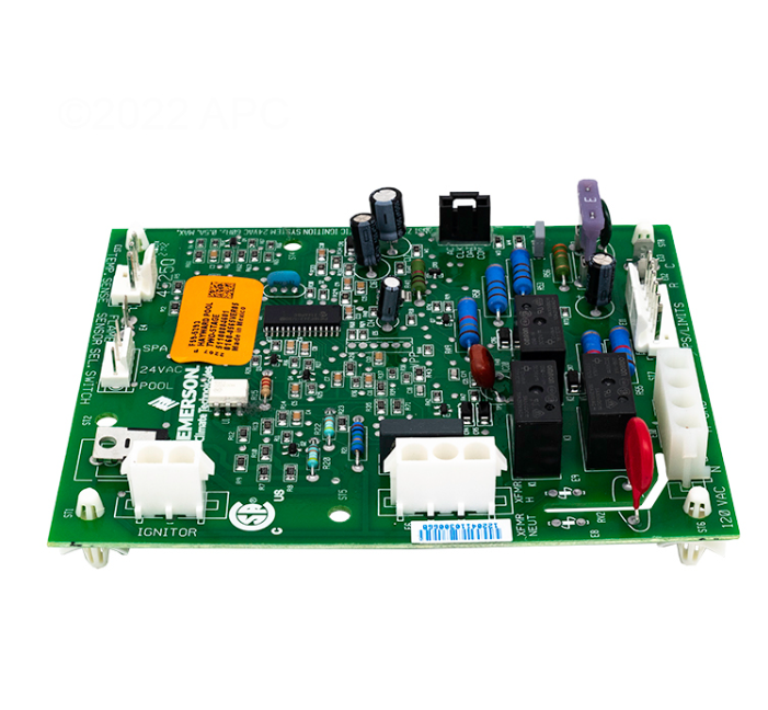 Top view of Hayward HDXFICBRD001 Ignition Control Board showing wiring terminals and relays