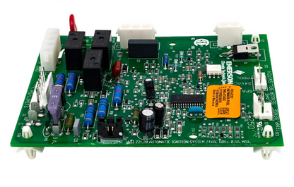 Side profile of Hayward HDXFICBRD001 Ignition Control Board showing capacitor and component height