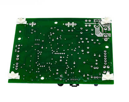 Rear view of Hayward HDXFICBRD001 Ignition Control Board showing solder points and mounting bracket clips