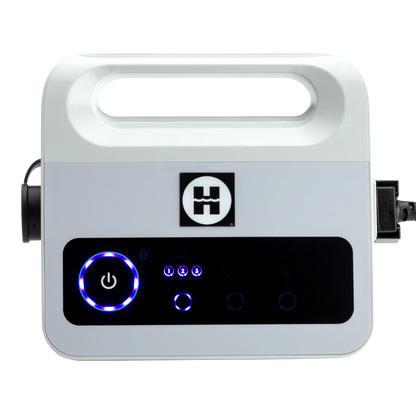 Control panel view of the Hayward R110 (W3RCH411CU) robotic cleaner power center featuring one-touch operation and timer settings.
