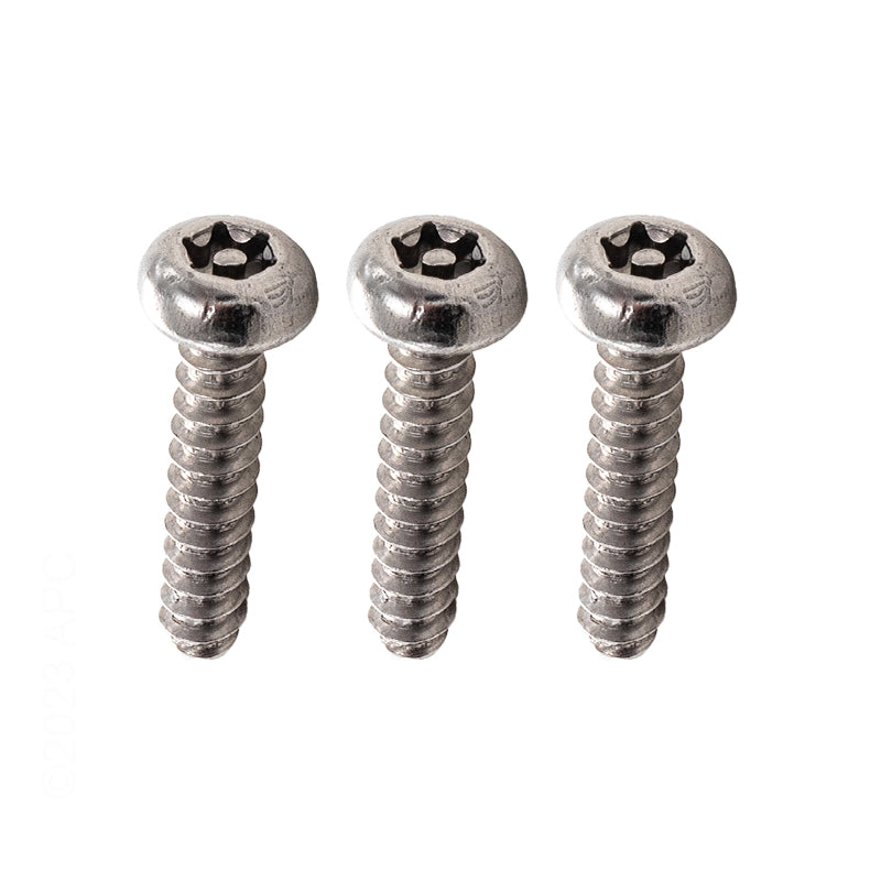 Set of three stainless steel security screws for Hayward Paramount SDX2 High Flow Safety Drain Cover installation.