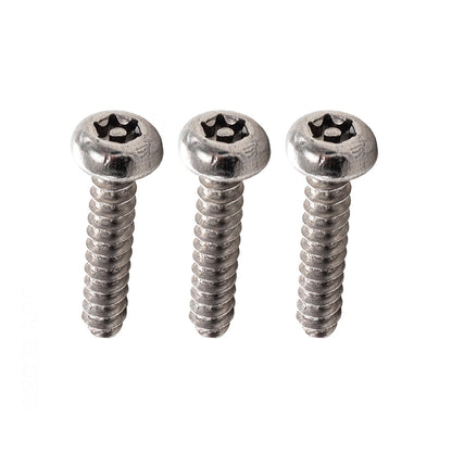 Set of three stainless steel security screws for Hayward Paramount SDX2 High Flow Safety Drain Cover installation.
