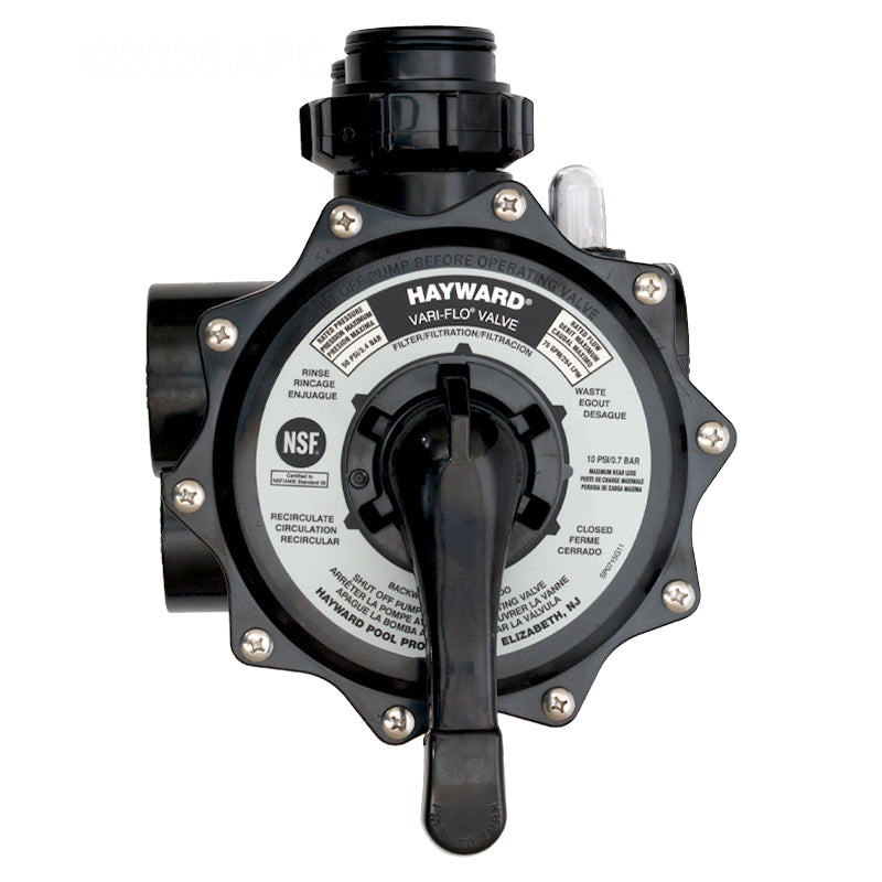 Top view of Hayward SP0715X62 2-inch Vari-Flo multiport valve handle and settings
