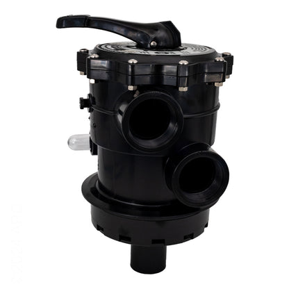 Side view of the Hayward SP071620T multiport valve, displaying two of the 2-inch FIP (Female Iron Pipe) threaded plumbing connections.