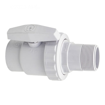 Genuine Hayward SP0723 1-1/2 inch MIP by FIP Trimline 2-way pool ball valve with white ABS body.