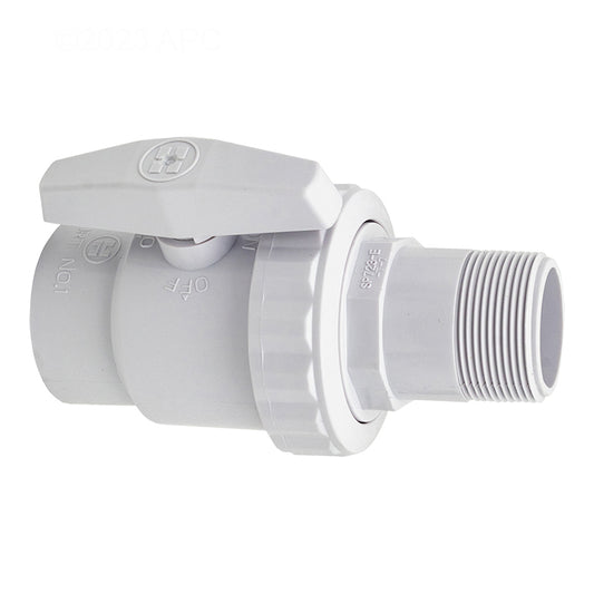 Genuine Hayward SP0723 1-1/2 inch MIP by FIP Trimline 2-way pool ball valve with white ABS body.