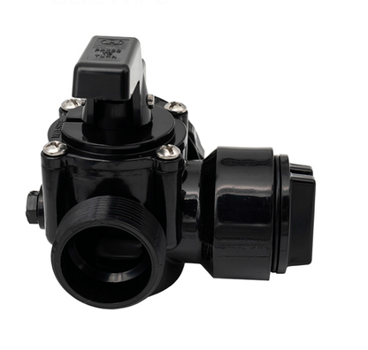 Side profile of Hayward SP0727 Diverter Valve showing the 1.5-inch threaded intake and handle positions.