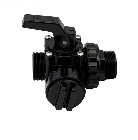 Hayward SP0727 Diverter Valve for Perflex Above-Ground systems showing the black valve body and 1.5-inch threaded intake.