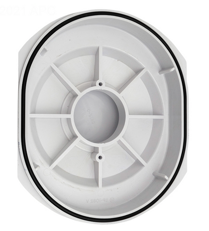 Bottom view of Hayward SP1082FV float valve showing the rubber O-ring seal and internal structural ribbing