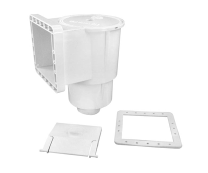 Internal view of the Hayward SP1091WM Widemouth Skimmer body with included faceplate gasket and swinging weir door.
