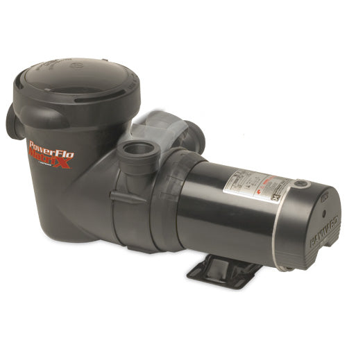 Detail view of the Hi/Low speed toggle switch and strainer basket on the Hayward PowerFlo Matrix 2-speed pump.