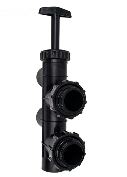 Vertical view of Hayward SP410X502S 2-inch Slide Valve highlighting the push-pull handle and CPVC body construction
