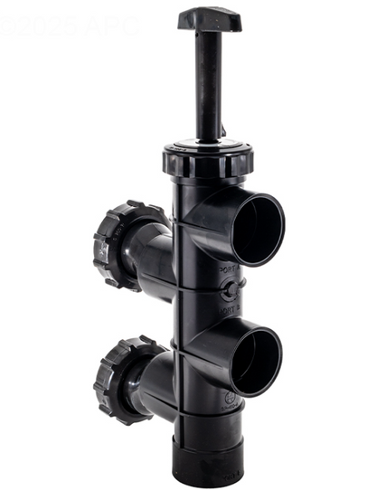 Side view of Hayward SP410X602S slide valve showing the 2-inch socket plumbing ports and union connections.