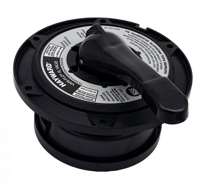 Top view of Hayward SPX0714BA assembly showing the black handle and Vari-Flo XL multiport valve position label.
