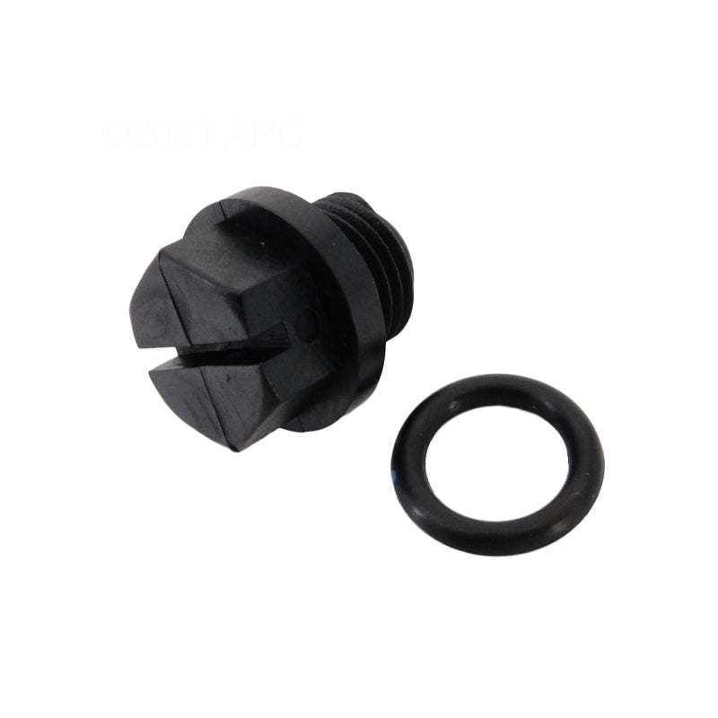 Angled view of genuine Hayward SPX1700FG 1/4 inch pump drain plug with gasket