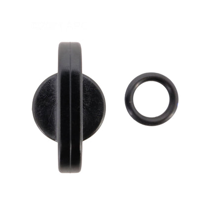 Top view of genuine Hayward SPX4000FG pool pump drain plug and sealing gasket separated