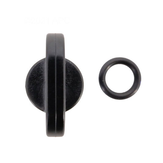 Top view of genuine Hayward SPX4000FG pool pump drain plug and sealing gasket separated