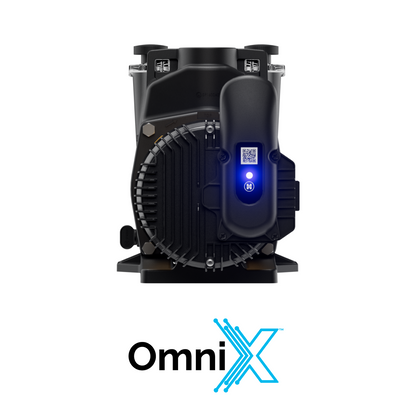Rear view of Hayward Super Pump VS 615 (W3VSP26615) showing the integrated OmniX smart control and Wi-Fi connectivity status light.