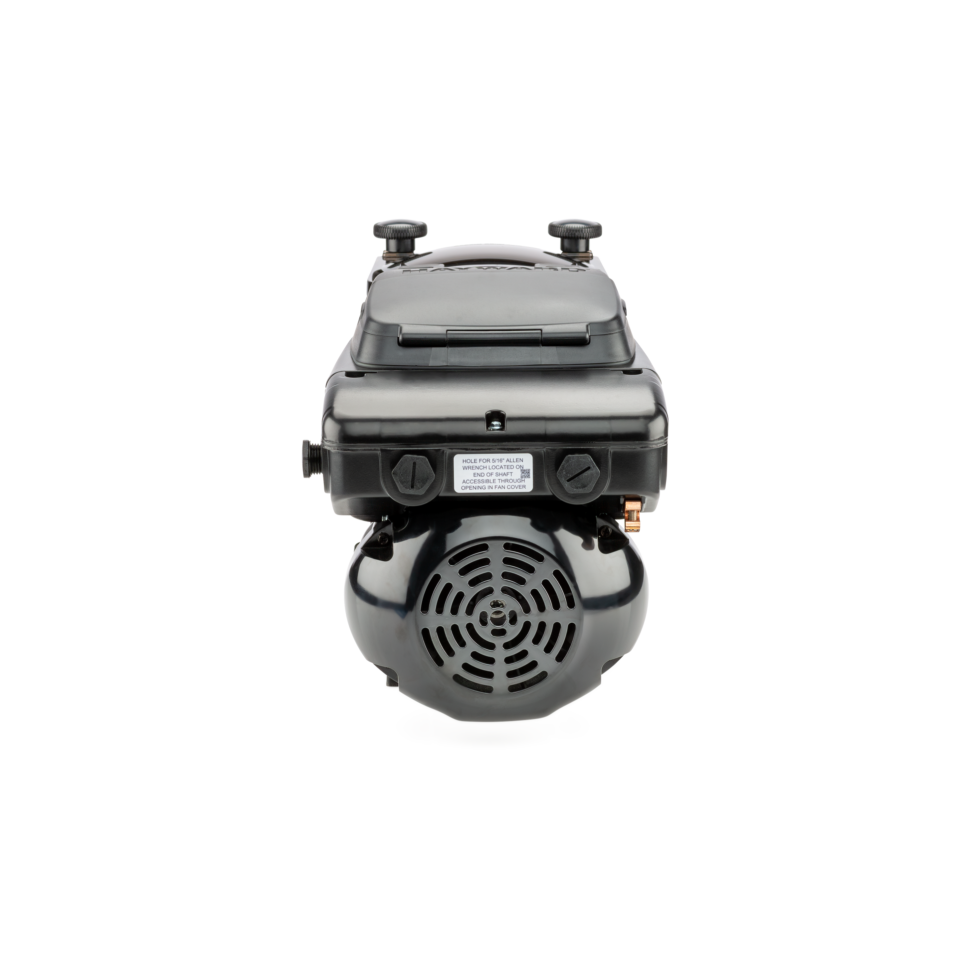 Rear view of the fan-cooled motor on the Hayward Super Pump Variable Speed model.
