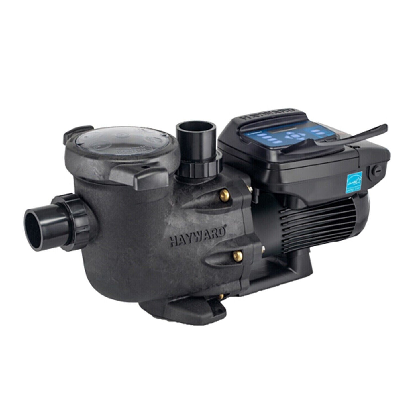 Close-up of the durable motor housing and wet end of a Hayward TriStar VS 1.85 THP Pump.
