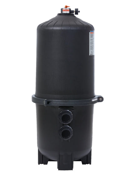 Rear view of Hayward SwimClear W3C4030 plumbing ports showing the 2 inch by 2.5 inch bulkhead connections for easy pool equipment installation.