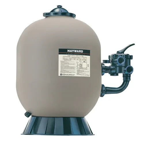 Hayward W3S310S ProSeries 30-inch side-mount sand filter with 6-position multiport valve on a white background.