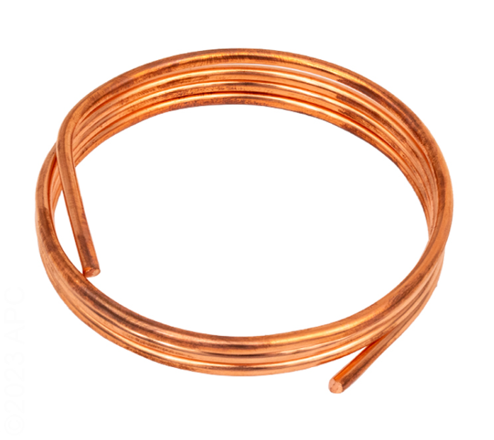 Coiled copper capillary tubing for the vacuum switch assembly on the Hydro-Quip HQPH10115UV bath heater.