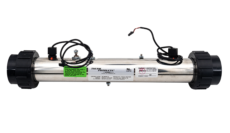 Hydroquip Balboa M7 VS Spa Heater Assembly (5.5kW, 240V) with dual sensors and studs.
