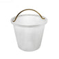 Angled front view of Genuine Jacuzzi Carvin 4052-05 DeckMate skimmer basket with brass-colored metal handle