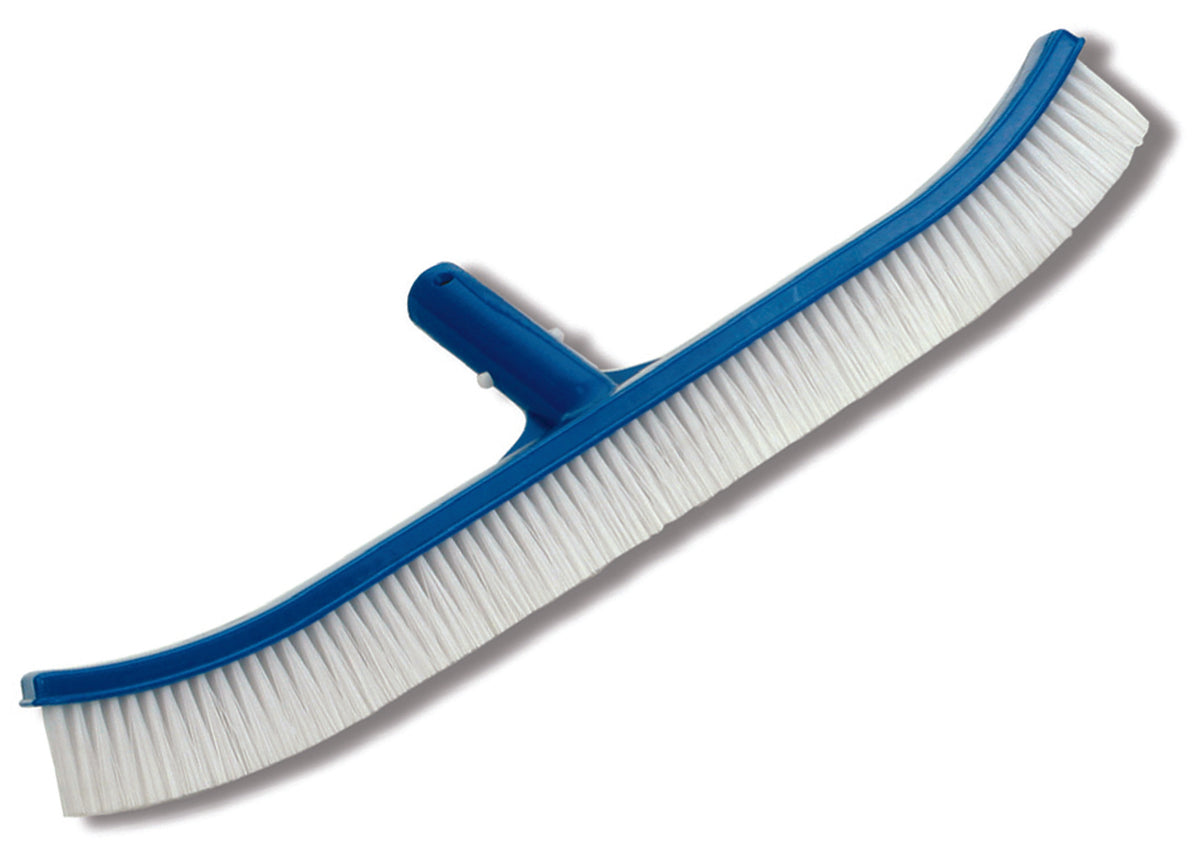 Close-up angle showing the white durable bristles and quick-snap handle socket of the JED Pool Tools JED70260 pool brush.