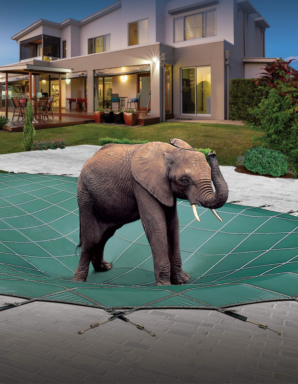 Loop-Loc Elephant Standing on Safety Pool Cover - The Elephant Cover