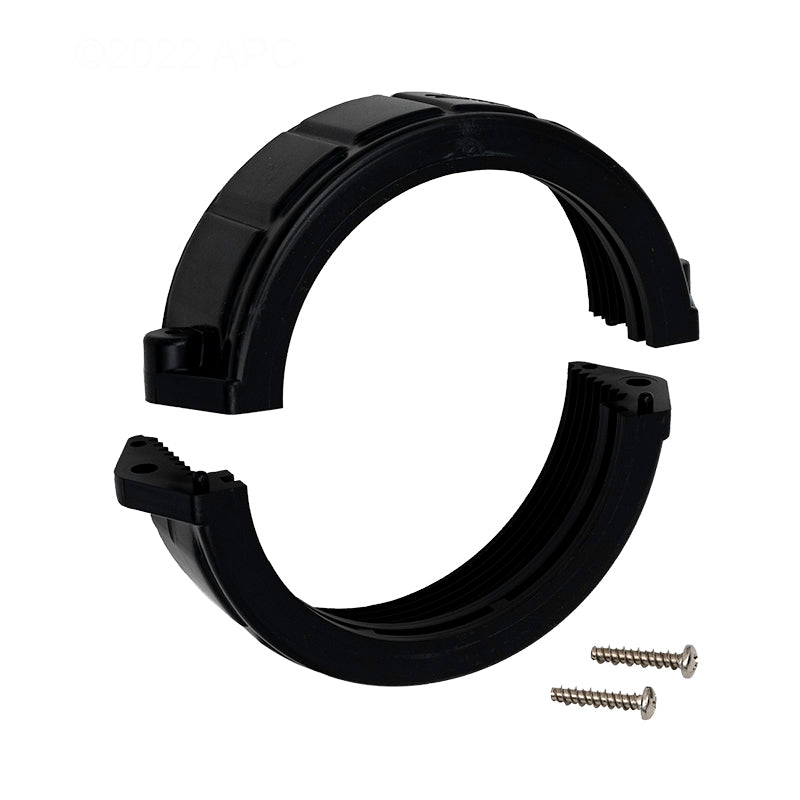 Black Magic Plastics 0121108025 2.5 inch hot tub heater union split nut replacement with assembly screws.