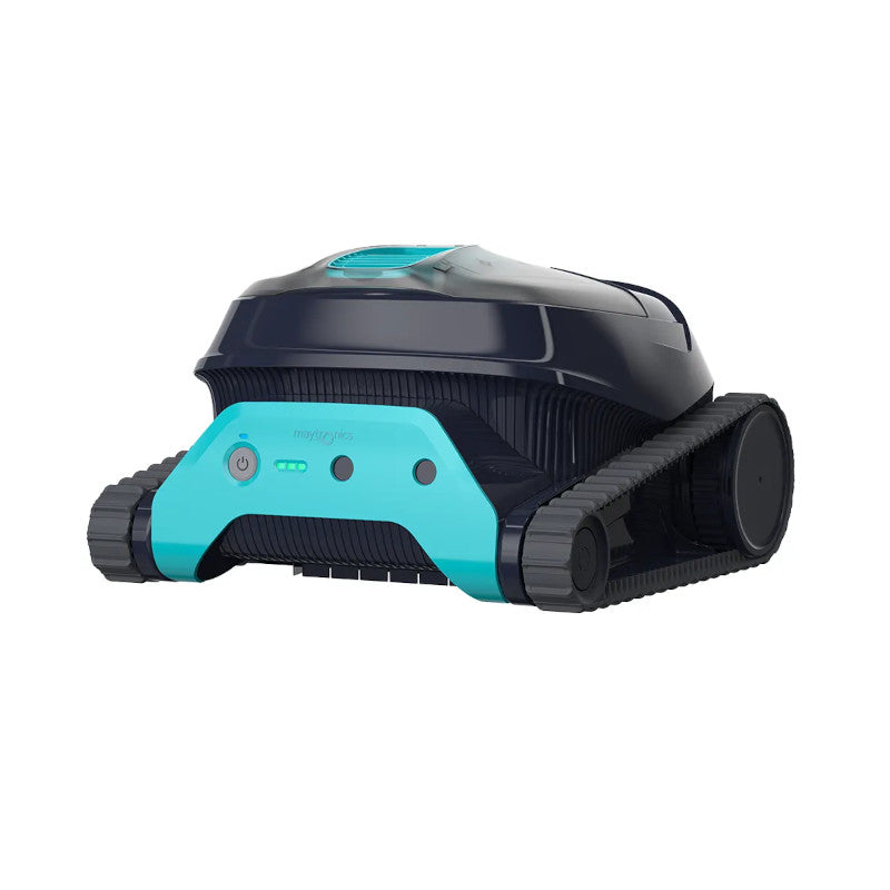 Front view of the teal and black Maytronics Dolphin LIBERTY 300 Cordless Robotic Pool Cleaner (99998130-US).