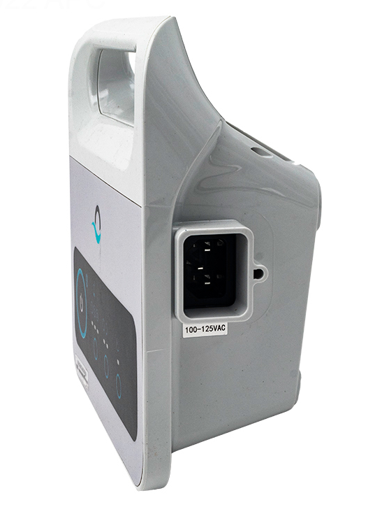 Side view of Maytronics Dolphin Power Supply showing the 100-125VAC power input socket and handle design.